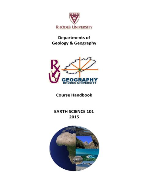 Earth Science 101 Rhodes University
