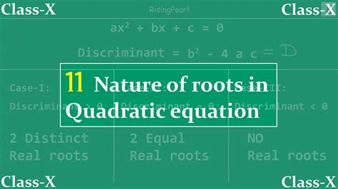 Quadratic Equations 11 Nature Of Roots And Discriminant In A Quadratic Equation Youtube