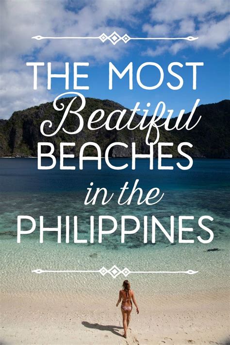 the most beautiful beaches in the philippines with text overlaying it s image