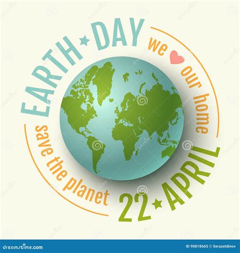 Earth Day 22 April Stock Vector Illustration Of Card 90818665
