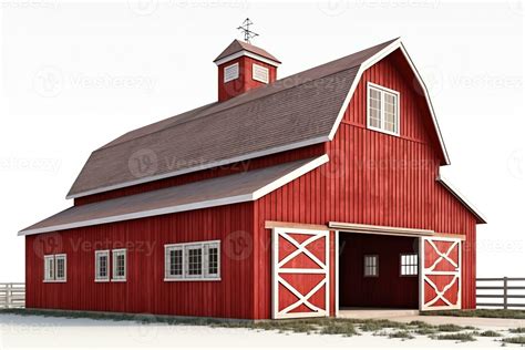 3d Rendering Of A Red Wooden Barn Isolated On A White Background Ai