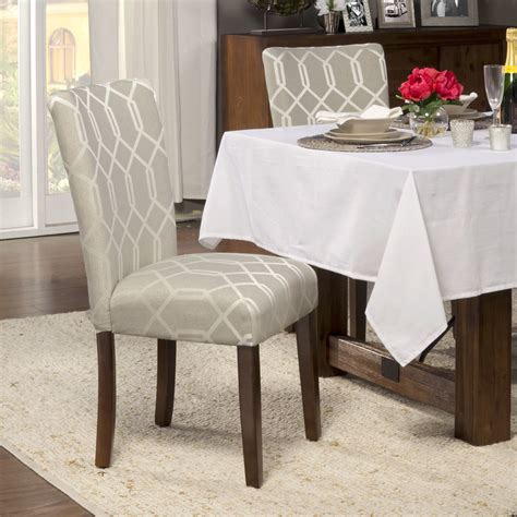 Dakota parsons chair in gr sky fabric. HomePop Pewter Grey Cream Lattice Elegance Parson Chairs ...
