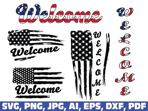 Usa Flag Welcome Sign Svg Welcome Svg Porch Sign Svg Etsy