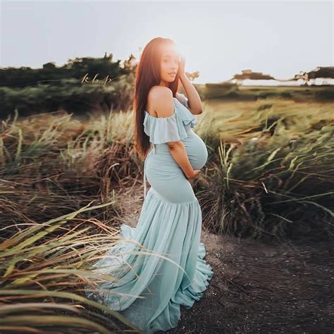 Ruffles Maxi Maternity Gown For Photo Shoots Cute Sexy Maternity Dresses Photography Props 2019