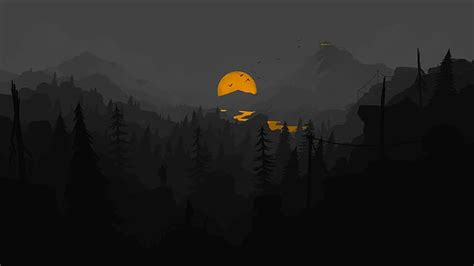 Hd Wallpaper Firewatch Dark Night Minimalism Videogame Landscape