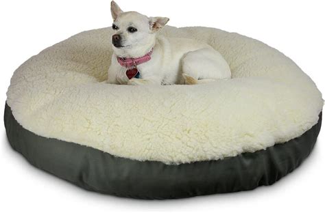 Snoozer Round Pillow Pet Bed Cream With Fur Small