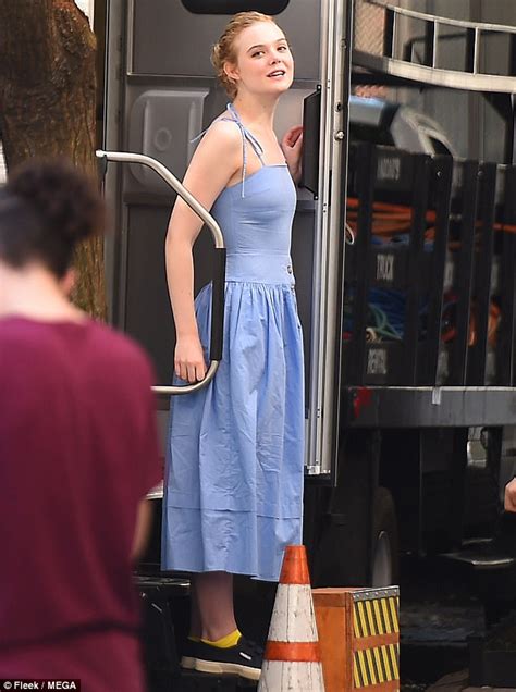 Elle Fanning Sports Wet Hair On New York City Set Daily Mail Online