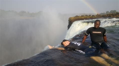 The Devil S Pool Hanging Off The Edge Of Victoria Falls Zambia Youtube