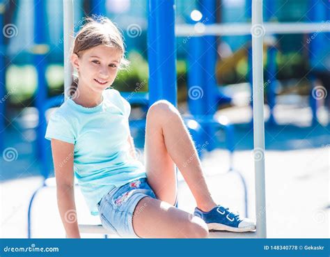Teenage Girl At The Playground Stock Photo Image Of Amazing Look