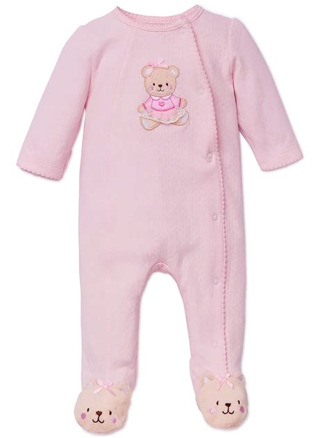Baby Sleepers Pink Bear One Piece Footie Pajamas For Girls Preemie