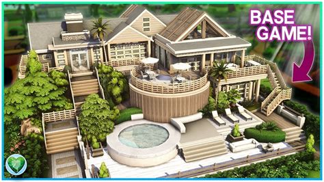 Base Game Mansion Round Pool😲 No Cc Sims 4 Speed Build Kate