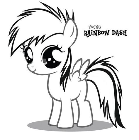 A pretty blue female pegasus, she manages the weather and keeps the skies clear. My Little Pony Coloring Pages Rainbow Dash Baby in 2020 ...