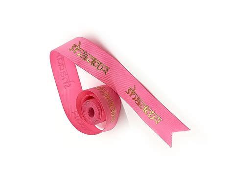Pink Colour Grosgrain Ribbon With Embossed Foil Print ColormagiX