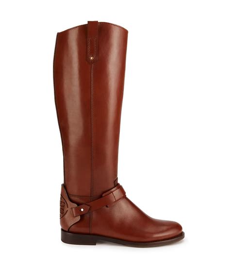 Tory Burch Derby Leather Riding Boots In Brown Almond Lyst