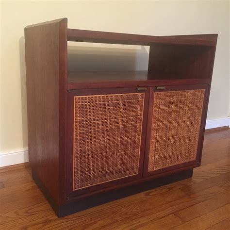 Mid Century Modern Walnut Turntable And Record Storage Cabinet Epoch