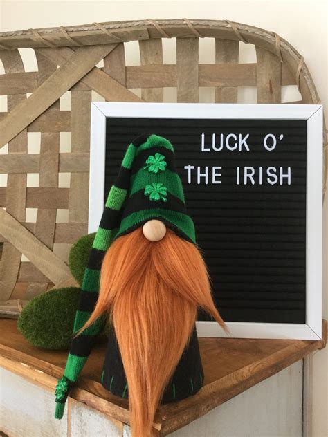 St Patricks Day Gnome Lucky Gnome Irish Gnome Gnome Etsy Gnomes