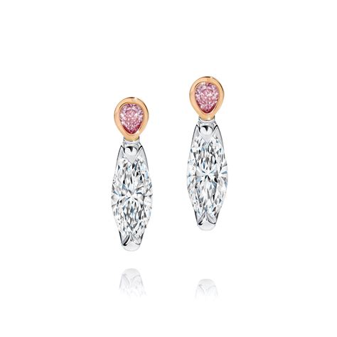 Platinum And Rose Gold Diamond Earrings With Argyle Pink Diamonds