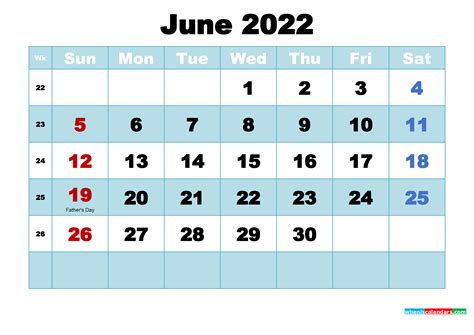 June 2022 With Holidays Zona De Información