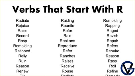 List Of 500 Verbs Starting With R Grammarvocab