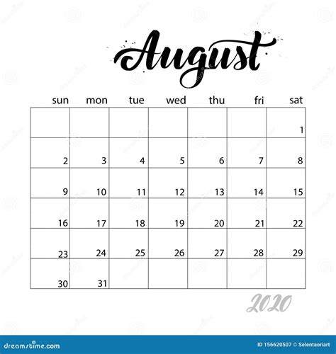 Calendario De Agosto Para Imprimir