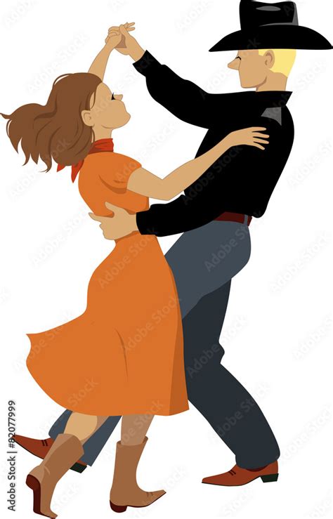 Couple Dancing Polka Contra Dance Or Country Western Stock ベクター
