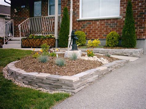 Flagstone Bed Stone Landscaping Raised Flower Beds Flower Beds