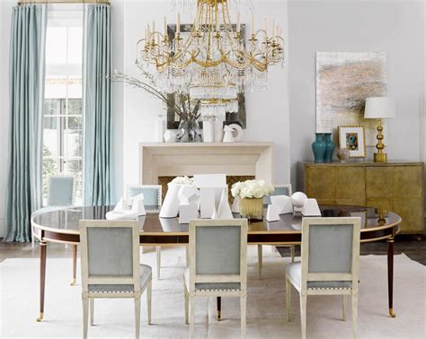 Elegant White Traditional Dining Room With Crystal