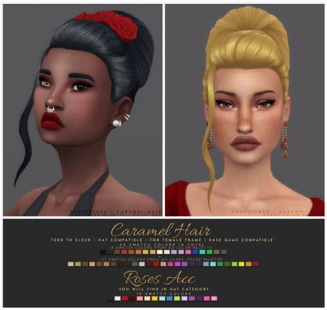 Caramel Hair Roses Acc At Candy Sims 4 Sims 4 Updates