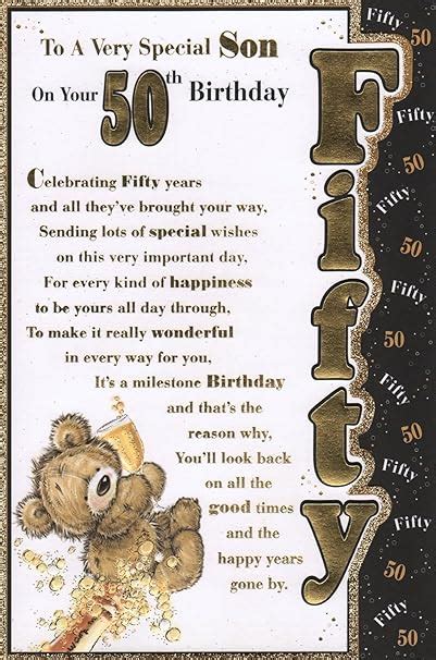 Sons 50th Birthday Card To A Very Special Son On Your 50th Birthday