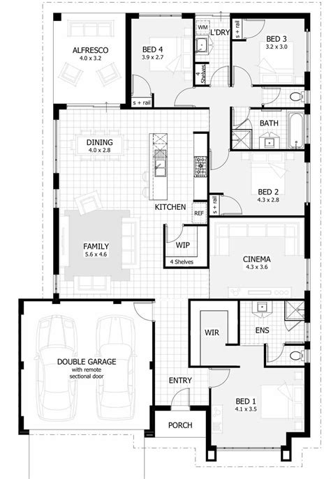 Four Bedroom House Plans One Story Small Modern Apartment
