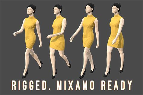 3D Model Rigged Lowpoly Woman 2 VR AR Low Poly Rigged Animated