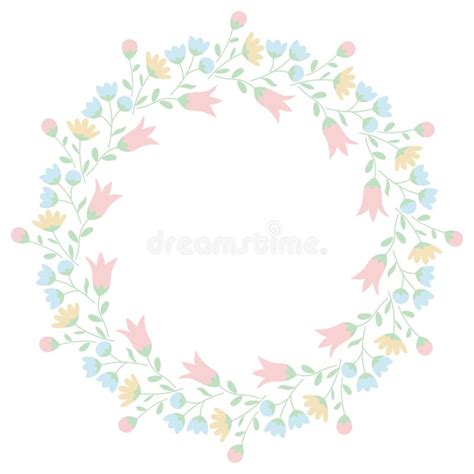 Decorative Round Floral Frame Wreath Of Multicolored Flowers Stock