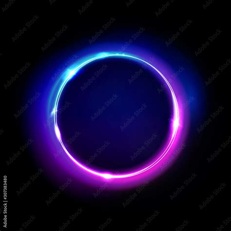 Neon Circle Sign Vector Light And Glow Round Frame Isolated On Black