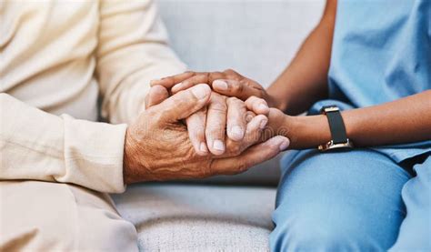 Nurse Hands And Senior Patient In Empathy Safety And Support Of Help