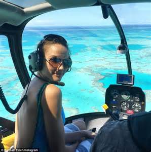 Rachael Finch In Swimsuit And Sunglasses For Helicopter Ride Over The