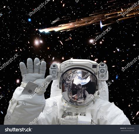 Astronaut Comet Meteor Rain Space Elements Foto De Stock 746990425