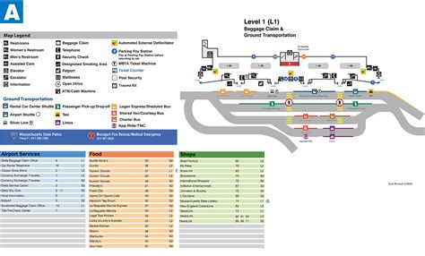 Boston Logan Airport Map Bos Printable Terminal Maps Shops Food
