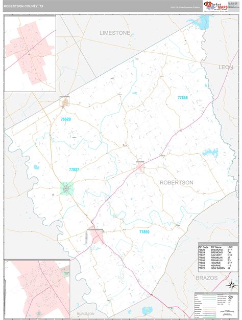 Robertson County Tx Wall Map Premium Style By Marketmaps