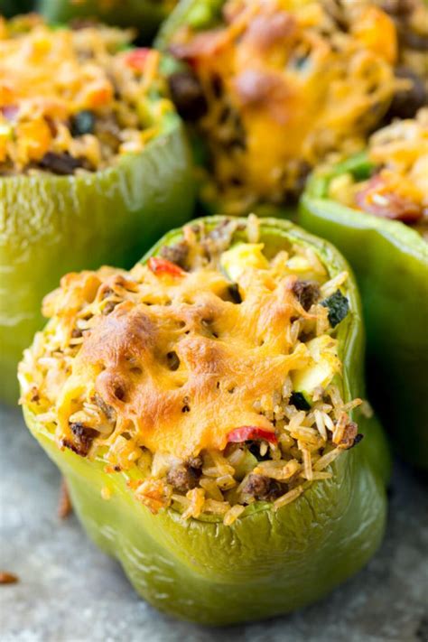 Add the beef, season with salt and pepper and cook, breaking up the lumps, until the meat is cooked through. Hearty Stuffed Peppers Recipe - Easy Peasy Meals