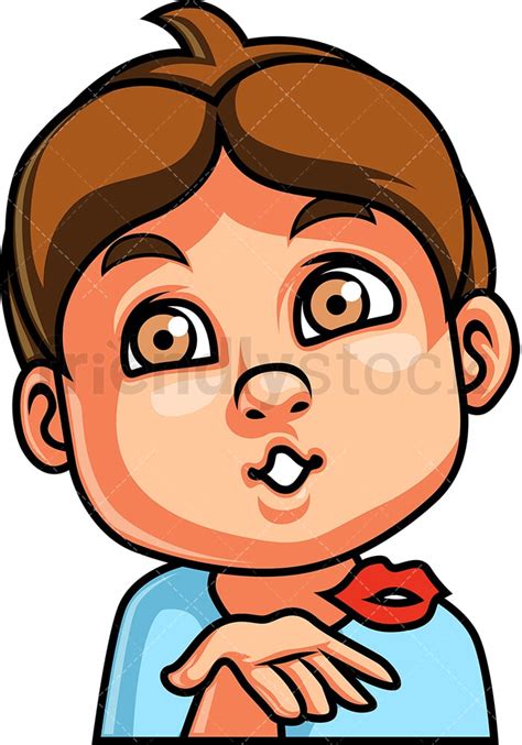 Little Boy Blowing A Kiss Face Cartoon Vector Clipart Friendlystock