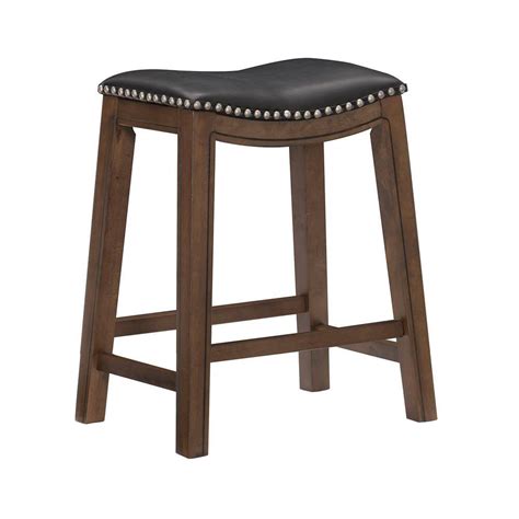 Homelegance 24 In Black Counter Height Wooden Bar Stool Saddle Seat