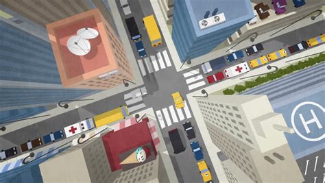 Film Stockowy Birds Eye Aerial View Of City Traffic Cartoon