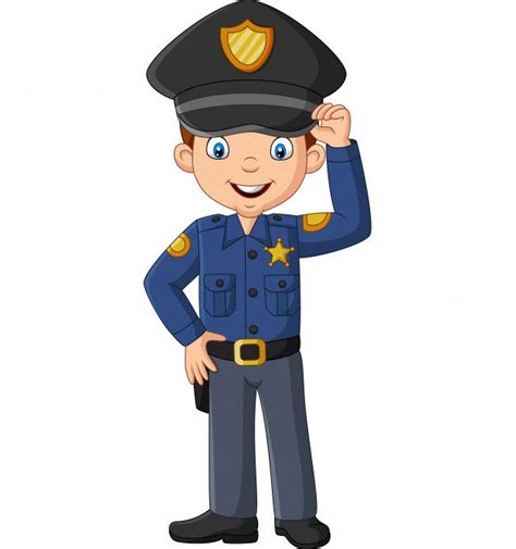 Cartoon Smiling Officer Policeman Standi Premium Vector Freepik