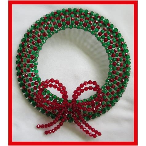 Christmas Beaded Wreath Safety Pin And Beading Pattern Etsy