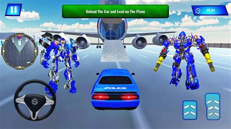 Us Police Car Robot Transform Police Plane Transport Android
