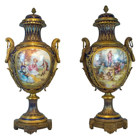 Pair Of Monumental Painted Sèvres Porcelain Vase And Cover For Sale At 1stdibs