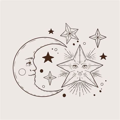 Free Vector Hand Drawn Moon And Stars Drawing Illustration