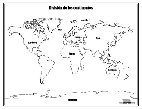 Division De Los Continentes Con Nombres Para Imprimir