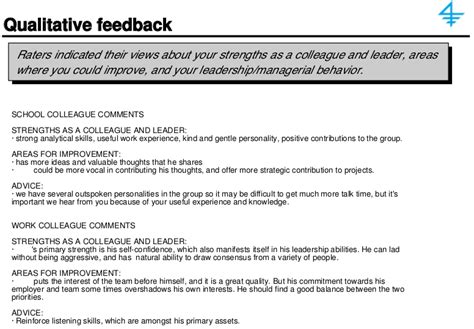 A Sample 360 Degree Feedback Report Qualitative Feedback Joshua Spodek