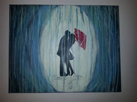 16 By 20 Canvas Kissing In The Rain Painting Art Painting Rain Painting